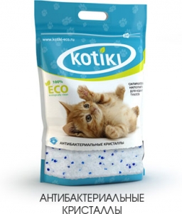 KOTIKI Наполнитель для кошачьих туалетов антибактериальные кристаллы 5л